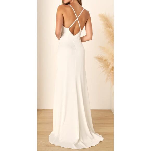 LULU'S S White Destined Romance Spaghetti Strap Backless Maxi Dress NWT B129 - Picture 2 of 12